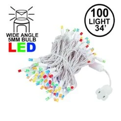 Commercial Grade Wide Angle 100 LED Multi 34' Long White Wire