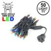 50 LED Multi LED Christmas Lights 11' Long On Black Wire