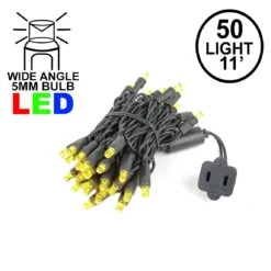 50 LED Yellow LED Christmas Lights 11' Long On Black Wire