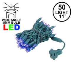 50 LED Purple LED Christmas Lights 11' Long On Green Wire
