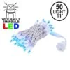 50 LED Blue LED Christmas Lights 11' Long On White Wire