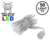 50 LED Pure White LED Christmas Lights 11' Long On White Wire
