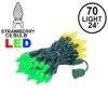 Green And Yellow 70 LED C6 Strawberry Mini Lights Commercial Grade Green Wire