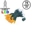 Orange And White 70 LED C6 Strawberry Mini Lights Commercial Grade Green Wire
