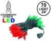 Red And Green 70 LED C6 Strawberry Mini Lights Commercial Grade Green Wire