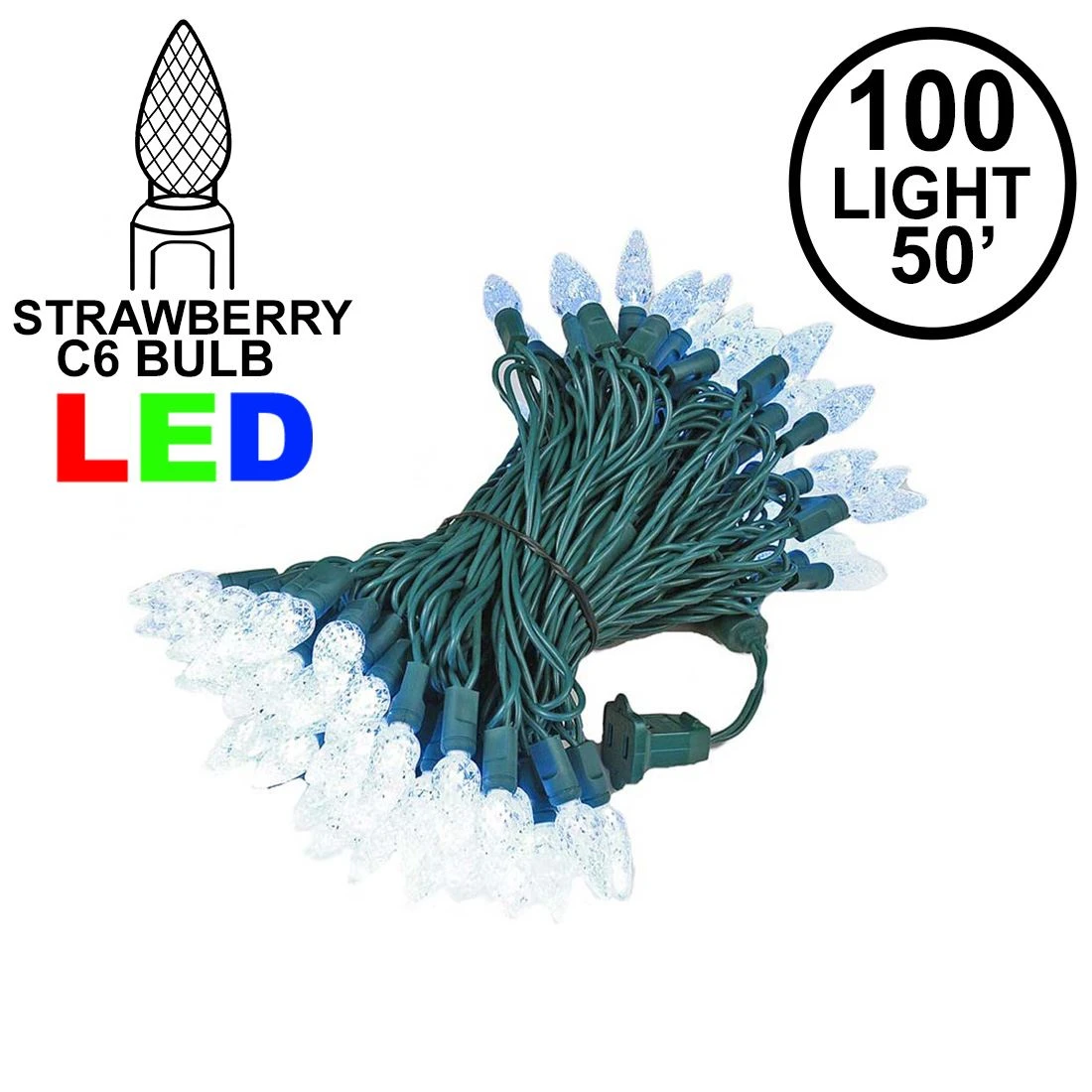 Pure White 100 LED C6 Strawberry Mini Lights Commercial Grade Green Wire 1 Pure White 100 LED C6 Strawberry Mini Lights Commercial Grade Green Wire