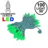 Green 100 LED C6 Strawberry Mini Lights Commercial Grade Green Wire