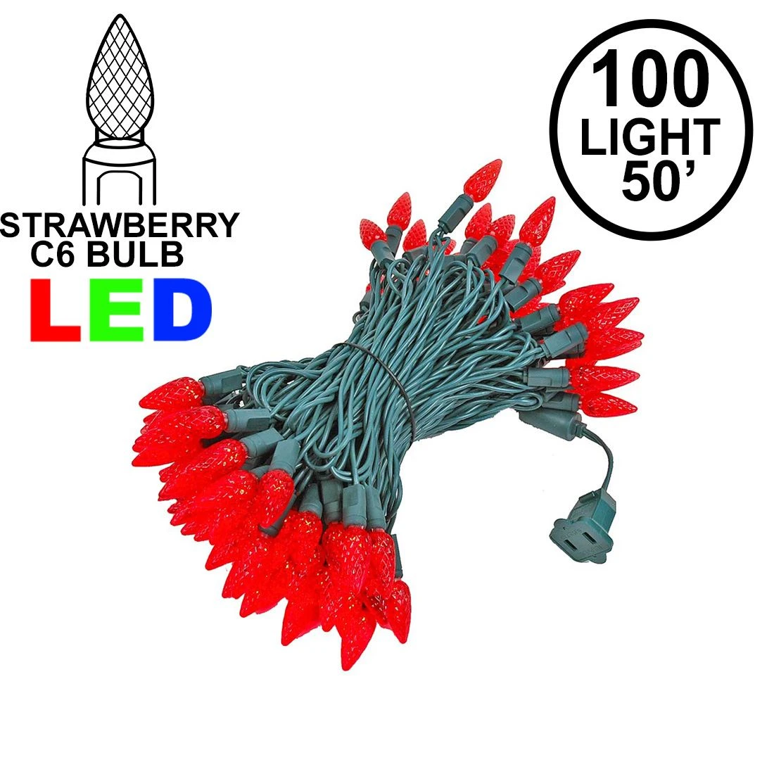 Red 100 LED C6 Strawberry Mini Lights Commercial Grade Green Wire 1 Red 100 LED C6 Strawberry Mini Lights Commercial Grade Green Wire