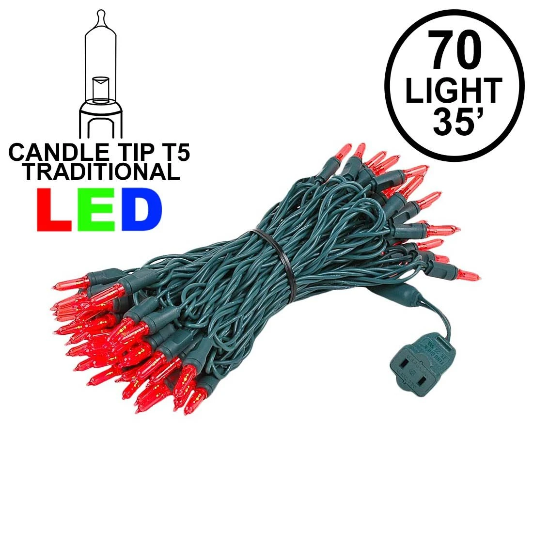 70 Light Traditional T5 Red LED Mini Lights Green Wire 1 70 Light Traditional T5 Red LED Mini Lights Green Wire