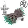 Green Christmas Mini Lights 100 Light 50 Feet Long On Brown Wire