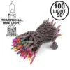 Multi Christmas Mini Lights 100 Light 50 Feet Long On Brown Wire
