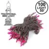 Pink Christmas Mini Lights 100 Light 50 Feet Long On Brown Wire