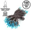 Teal Christmas Mini Lights 100 Light 50 Feet Long On Brown Wire