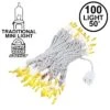 Yellow Christmas Mini Lights 100 Light 50 Feet Long On White Wire