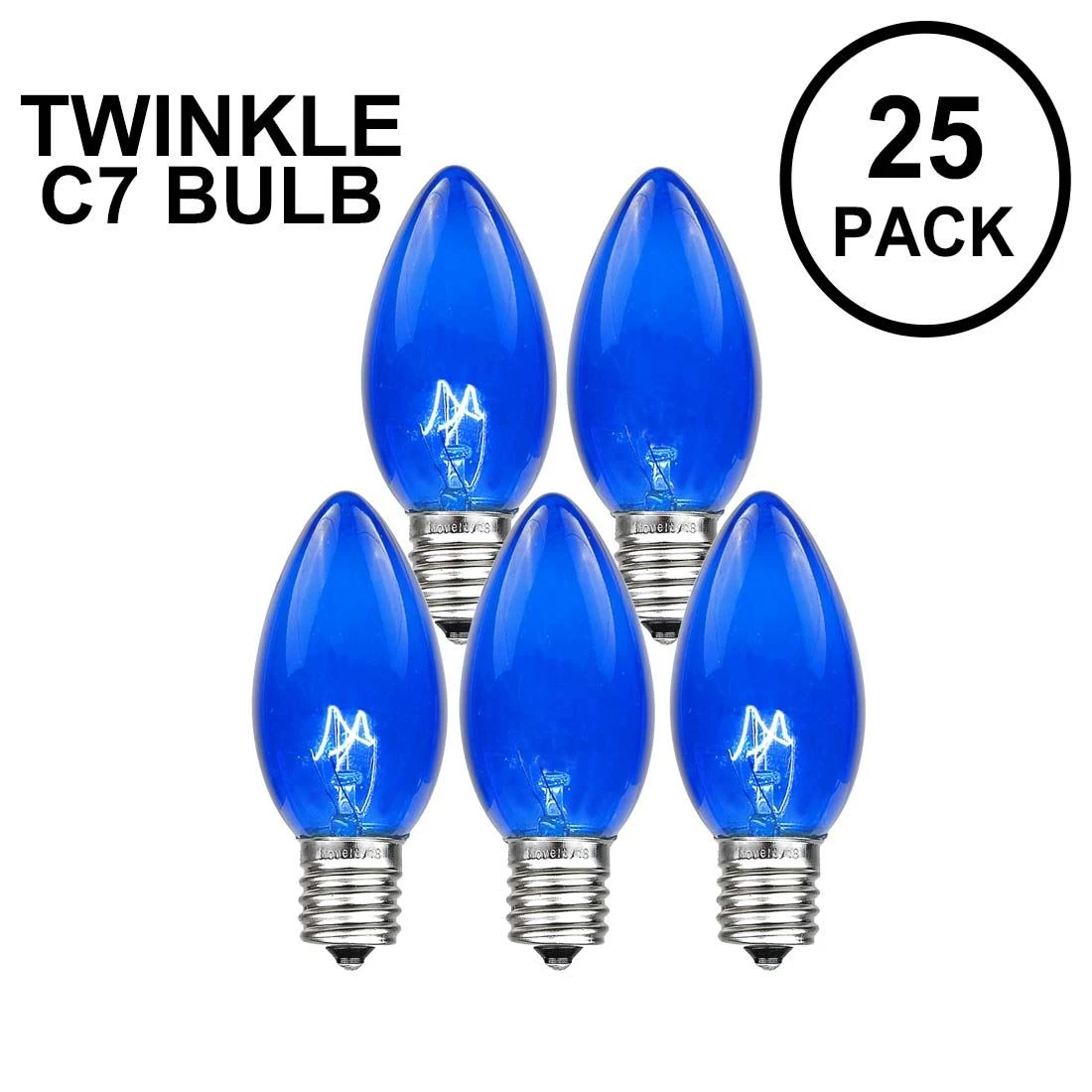Blue Twinkle C7 7 Watt Bulbs 25 Pack 1 Blue Twinkle C7 7 Watt Bulbs 25 Pack