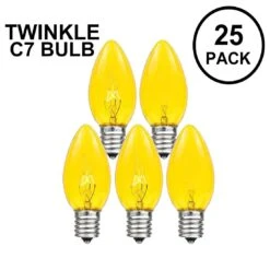 Yellow Twinkle C7 7 Watt Bulbs 25 Pack