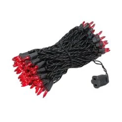 Red Christmas Mini Lights 100 Light 50 Feet Long On Black Wire -Christmas Lights Series 0015517 red christmas mini lights 100 light 50 feet long on black wire