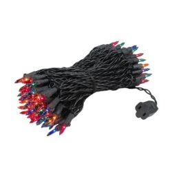 Multi Christmas Mini Lights 100 Light 50 Feet Long On Black Wire -Christmas Lights Series 0015529 multi christmas mini lights 100 light 50 feet long on black wire