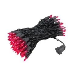 Pink Christmas Mini Lights 100 Light 50 Feet Long On Black Wire -Christmas Lights Series 0015551 pink christmas mini lights 100 light 50 feet long on black wire