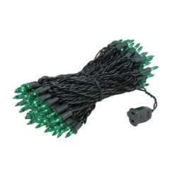 Green Christmas Mini Lights 100 Light 50 Feet Long On Black Wire -Christmas Lights Series 0015558 green christmas mini lights 100 light 50 feet long on black wire