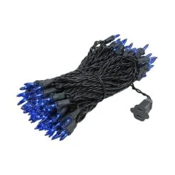 Blue Christmas Mini Lights 100 Light 50 Feet Long On Black Wire -Christmas Lights Series 0015567 blue christmas mini lights 100 light 50 feet long on black wire