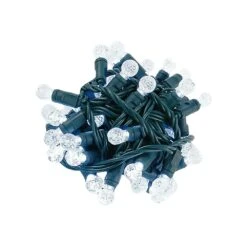 Coaxial G12 50 LED Pure White 4" Spacing Green Wire -Christmas Lights Series 0016252 coaxial g12 50 led pure white 4 spacing green wire