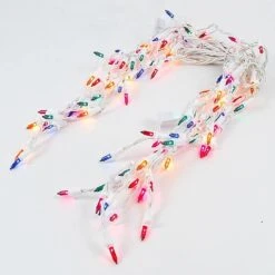 Multi 100 Light Icicle Lights White Wire Medium Drops -Christmas Lights Series 0016438 multi 100 light icicle lights white wire medium drops