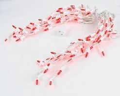 Red 100 Light Icicle Lights White Wire Medium Drops -Christmas Lights Series 0016443 red 100 light icicle lights white wire medium drops