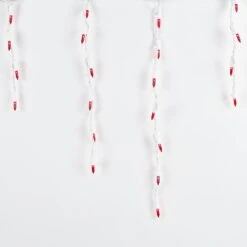 Red 100 Light Icicle Lights White Wire Medium Drops -Christmas Lights Series 0016451 red 100 light icicle lights white wire medium drops