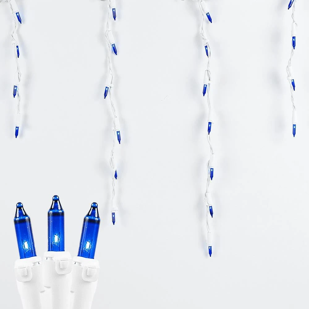 Blue 100 Light Icicle Lights White Wire Medium Drops 2 Blue 100 Light Icicle Lights White Wire Medium Drops - Image 2