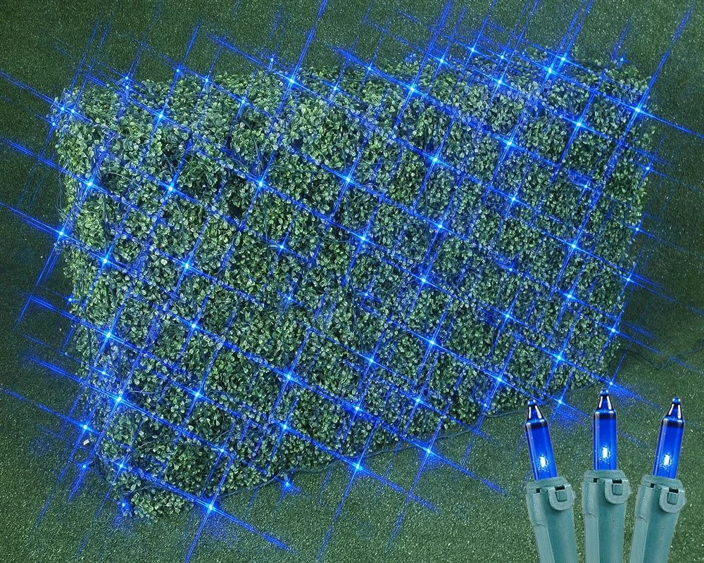 4' X 6' Super Bright Blue Net Lights - Green Wire 2 4' X 6' Super Bright Blue Net Lights - Green Wire - Image 2