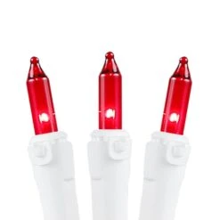 Red 100 Light Icicle Lights White Wire Medium Drops -Christmas Lights Series 0016635 red 100 light icicle lights white wire medium drops