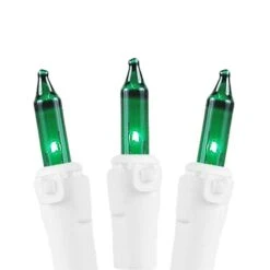 Green Christmas Mini Lights 100 Light 50 Feet Long On White Wire -Christmas Lights Series 0016639 green christmas mini lights 100 light 50 feet long on white wire