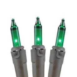 Green Christmas Mini Lights 100 Light 50 Feet Long On Brown Wire -Christmas Lights Series 0016683 green christmas mini lights 100 light 50 feet long on brown wire