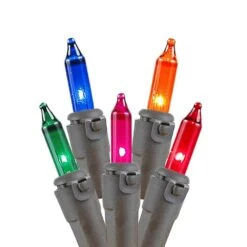 Multi Christmas Mini Lights 100 Light 50 Feet Long On Brown Wire -Christmas Lights Series 0016684 multi christmas mini lights 100 light 50 feet long on brown wire