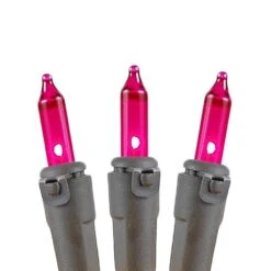 Pink Christmas Mini Lights 100 Light 50 Feet Long On Brown Wire -Christmas Lights Series 0016685 pink christmas mini lights 100 light 50 feet long on brown wire