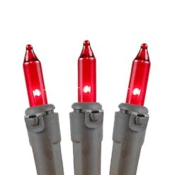 Red Christmas Mini Lights 100 Light 50 Feet Long On Brown Wire -Christmas Lights Series 0016687 red christmas mini lights 100 light 50 feet long on brown wire