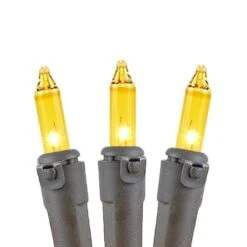 Yellow Christmas Mini Lights 100 Light 50 Feet Long On Brown Wire -Christmas Lights Series 0016689 yellow christmas mini lights 100 light 50 feet long on brown wire