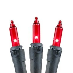 Red Christmas Mini Lights 100 Light 50 Feet Long On Black Wire -Christmas Lights Series 0016719 red christmas mini lights 100 light 50 feet long on black wire