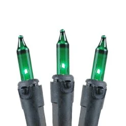 Green Christmas Mini Lights 100 Light 50 Feet Long On Black Wire -Christmas Lights Series 0016722 green christmas mini lights 100 light 50 feet long on black wire