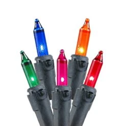 Multi Christmas Mini Lights 100 Light 50 Feet Long On Black Wire -Christmas Lights Series 0016723 multi christmas mini lights 100 light 50 feet long on black wire