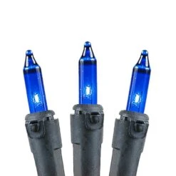 Blue Christmas Mini Lights 100 Light 50 Feet Long On Black Wire -Christmas Lights Series 0016725 blue christmas mini lights 100 light 50 feet long on black wire