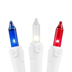 Red/White/Blue Christmas Mini Lights 100 Light 50 Feet Long On White Wire -Christmas Lights Series 0016766 redwhiteblue christmas mini lights 100 light 50 feet long on white wire