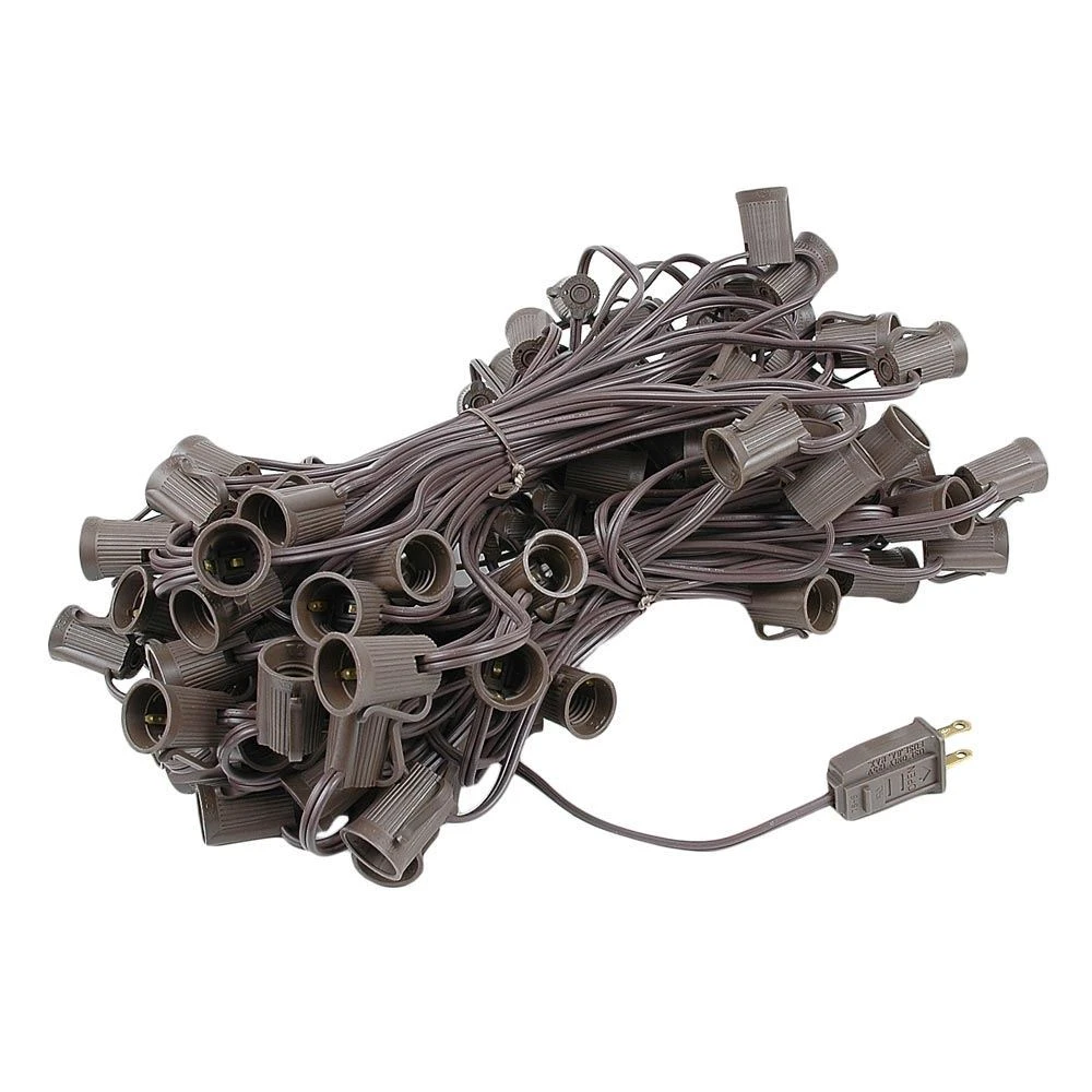 100 C9 Christmas Light Set - Teal Bulbs - Brown Wire 3 100 C9 Christmas Light Set - Teal Bulbs - Brown Wire - Image 3