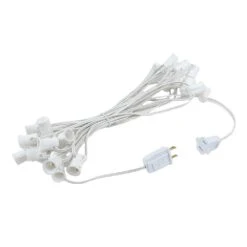 C7 25 Light String Set With Red Twinkle Bulbs On White Wire -Christmas Lights Series 0017613 c7 25 light string set with red twinkle bulbs on white wire