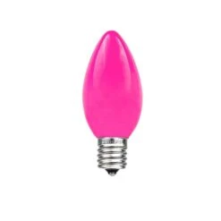 100 C7 String Light Set With Pink Ceramic Bulbs On Brown Wire -Christmas Lights Series 0017878 100 c7 string light set with pink ceramic bulbs on brown wire