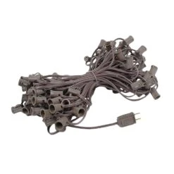 100 C7 String Light Set With Pink Ceramic Bulbs On Brown Wire -Christmas Lights Series 0017879 100 c7 string light set with pink ceramic bulbs on brown wire