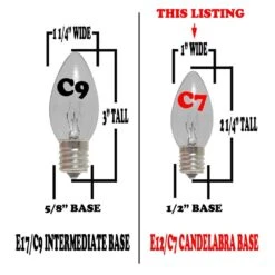 25 Light String Set With Red LED C7 Bulbs On White Wire -Christmas Lights Series 0018108 25 light string set with red led c7 bulbs on white wire