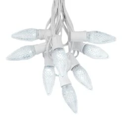 Christmas Lights Series -Christmas Lights Series 0019384 25 light string set with pure white led c9 bulbs on white wire
