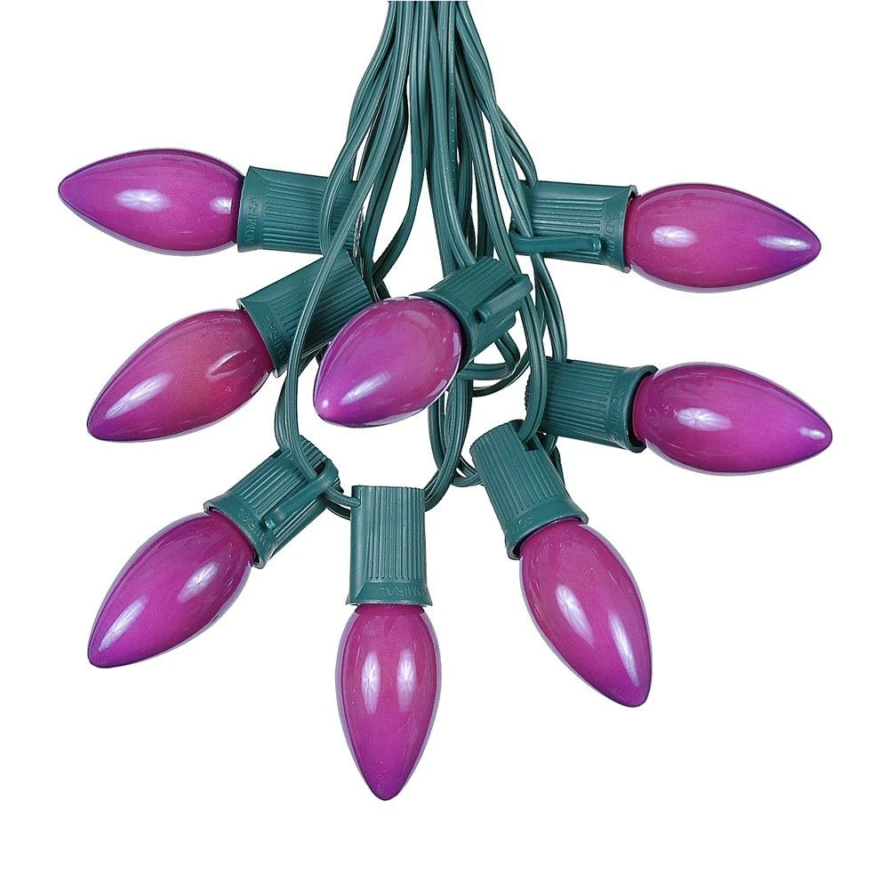 100 C9 Ceramic Christmas Light Set - Purple - Green Wire 2 100 C9 Ceramic Christmas Light Set - Purple - Green Wire - Image 2